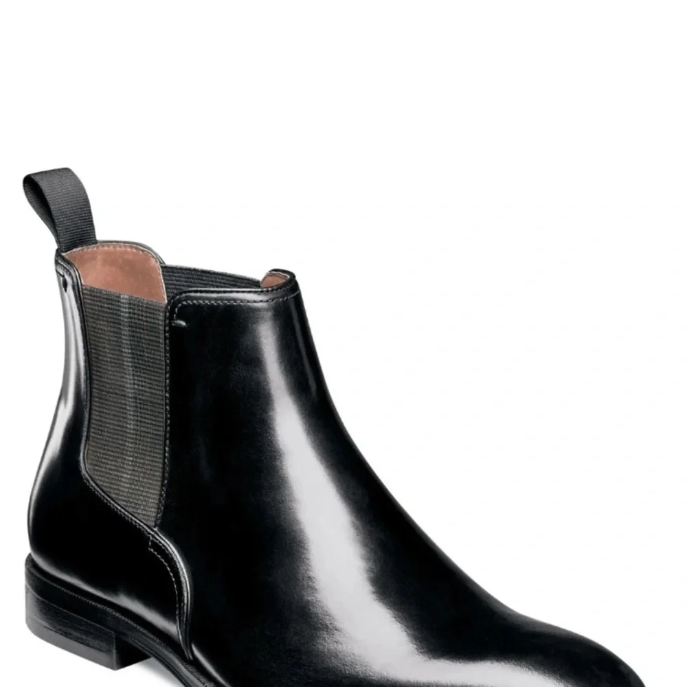FLORSHEIM Belfast Black Leather Plain Toe Gore Sleek Chelsea Boots Men’s Size 8